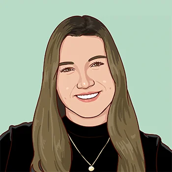 Digital drawing of Louise Strickland with brown hair and black shirt