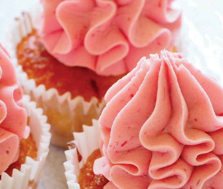 close up of cupcakes and frosting