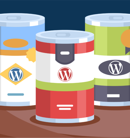 illustration of cans with the Wordpress logo on them