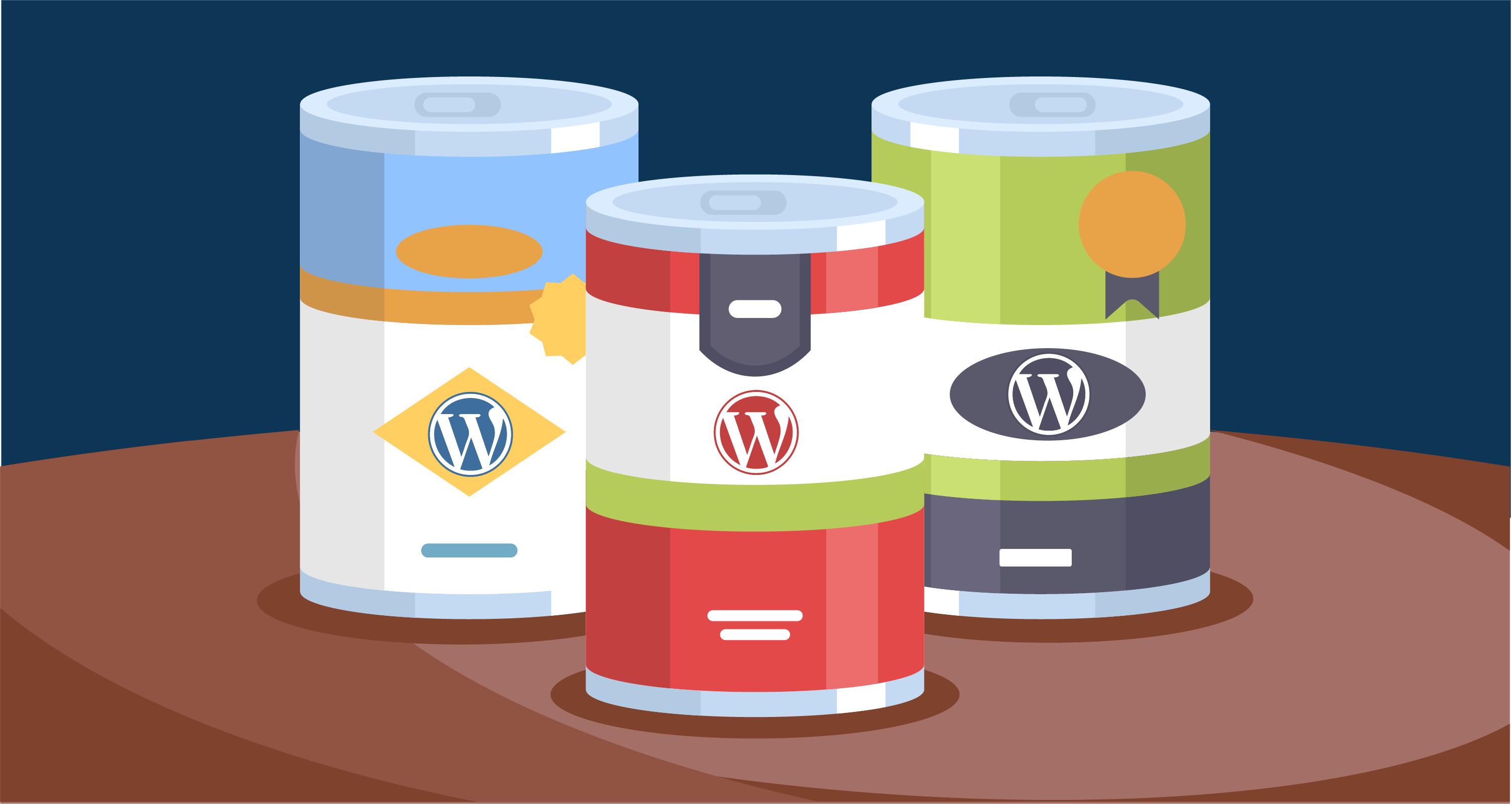 illustration of cans with the Wordpress logo on them