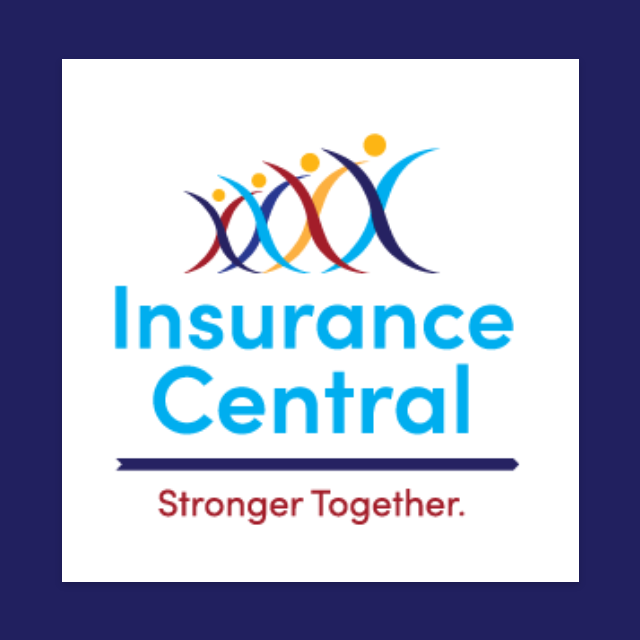 Insurance central logo design featuring connected forms representing people