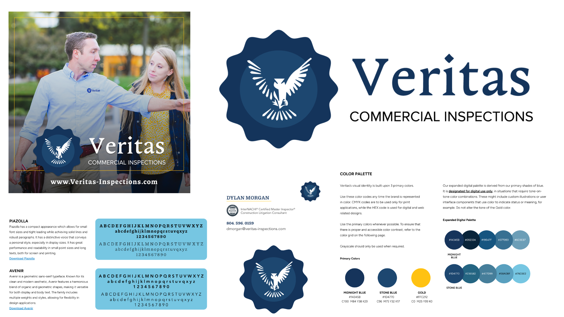 A collection of the Veritas branding pieces